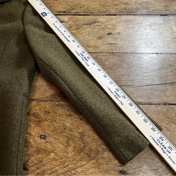 Land’s End 12P button up, military green, lined, pockets, hooded Pea Coat Women - Picture 13 of 14